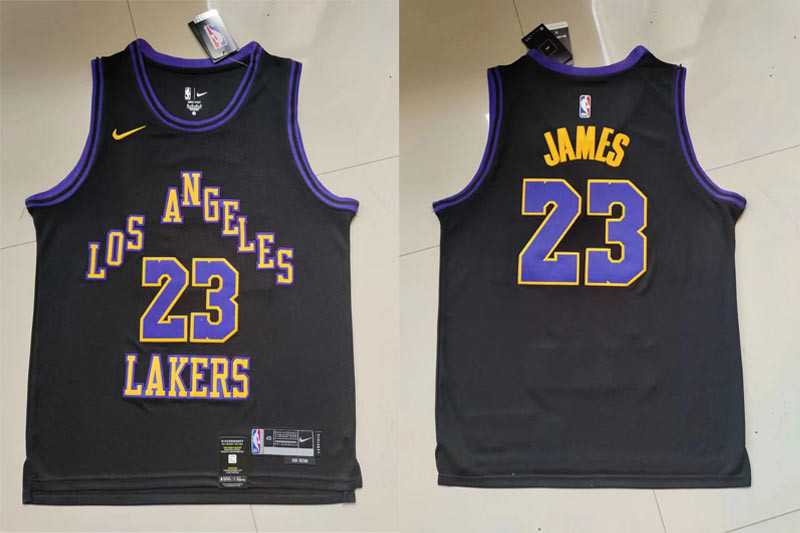 Lakers 23 LeBron James Black Nike 2023-24 City Edition Swingman Jersey->los angeles lakers->NBA Jersey